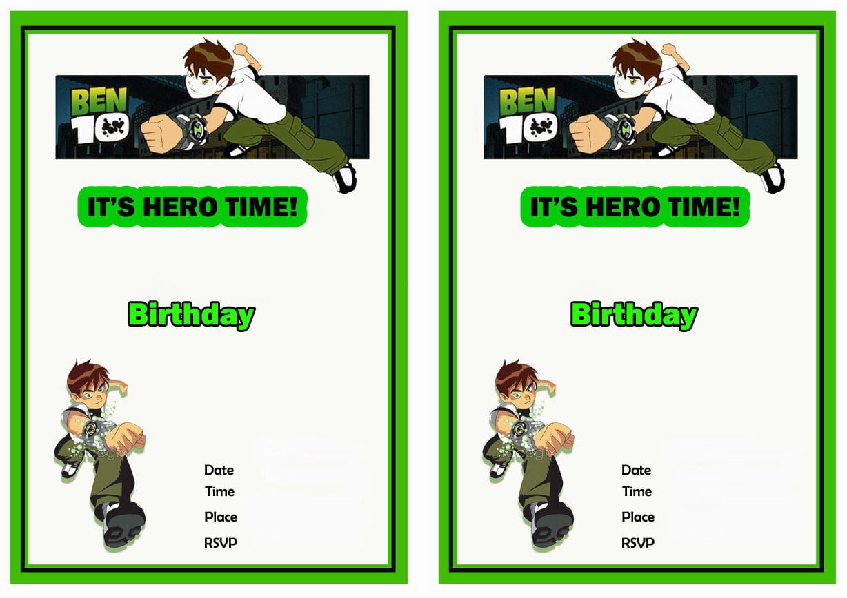 Ben 10 Birthday Invitations â Birthday Printable